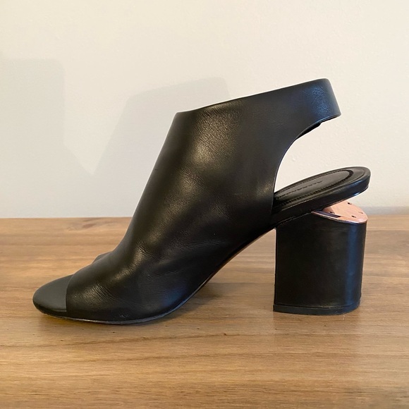 Alexander Wang Black Leather Peep Toe Sandal Bootie - Picture 9 of 9
